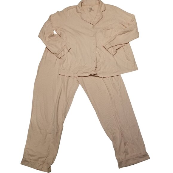 Pink 100% Organic Cotton Striped Pajamas PJ's 2 Piece Set X-Large Poppy & Clay - Picture 2 of 14